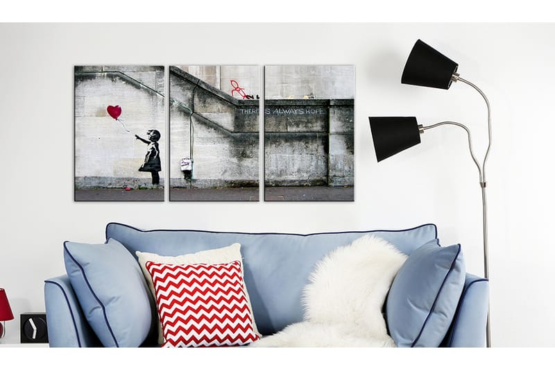 Tavla Det Finns Alltid Hopp Banksy Triptych 60x30 - Artgeist sp. z o. o. - Inredning & dekor - Tavlor & konst - Canvastavla