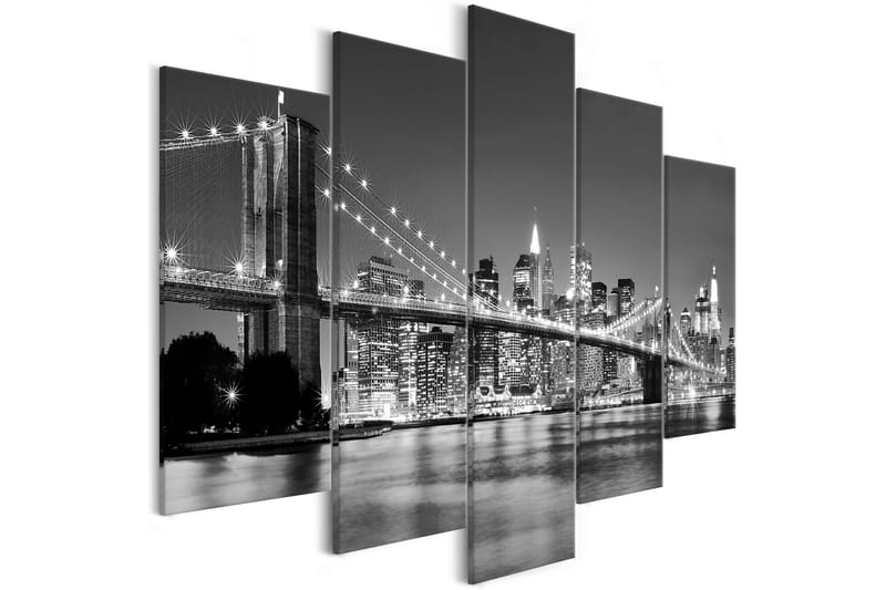 Tavla Dream About New York 5 Parts 225X100 Grå|Svartvit - Artgeist sp. z o. o. - Canvastavla