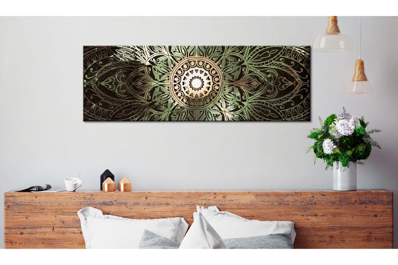 Tavla Emerald Mandala 135X45 Grön|Flerfärgad - Artgeist sp. z o. o. - Canvastavla Tavla Emerald Mandala 135X45 Grön|Flerfärgad - Artgeist sp. z o. o. - Canvastavla