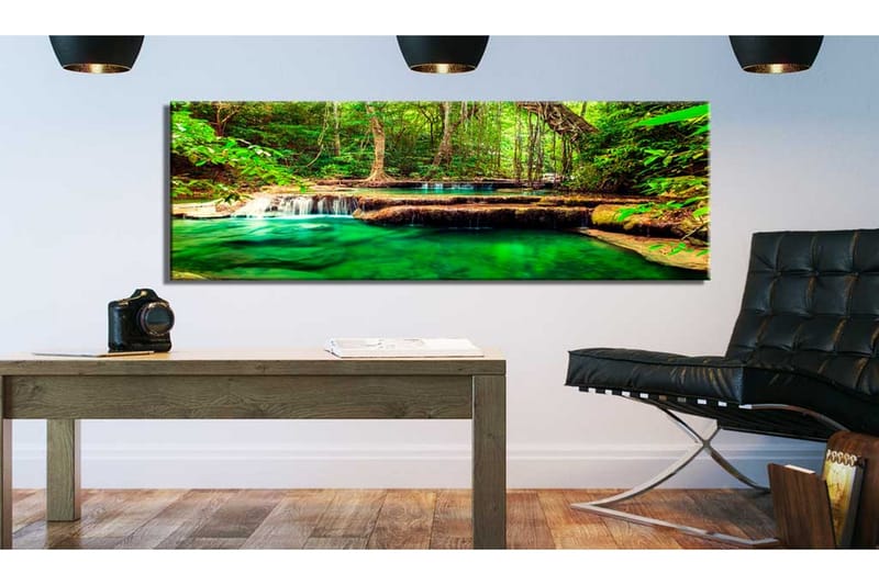 Tavla Emerald Waterfall 135x45 - Artgeist sp. z o. o. - Inredning & dekor - Tavlor & konst - Canvastavla