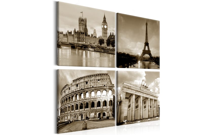 Tavla European Capitals 80X80 Beige|Vit, Artgeist sp. z o. o.