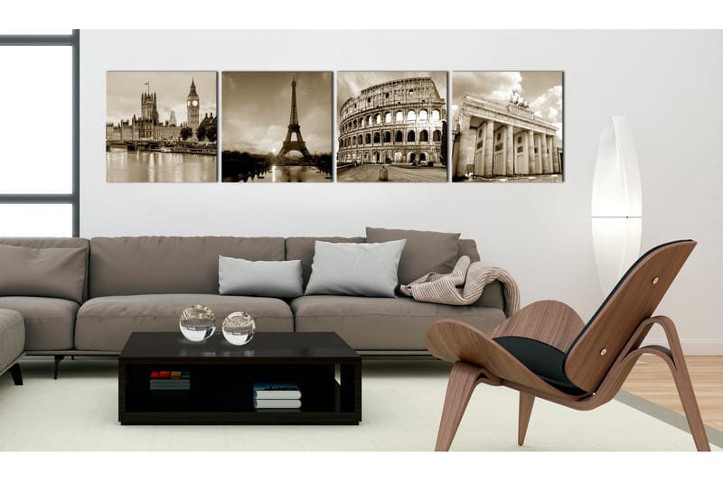 Tavla European Capitals 80X80 Beige|Vit - Artgeist sp. z o. o. - Inredning & dekor - Tavlor & konst - Canvastavla