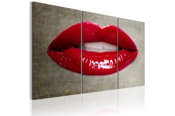 Tavla Female Lips 120X80 Röd|Grå