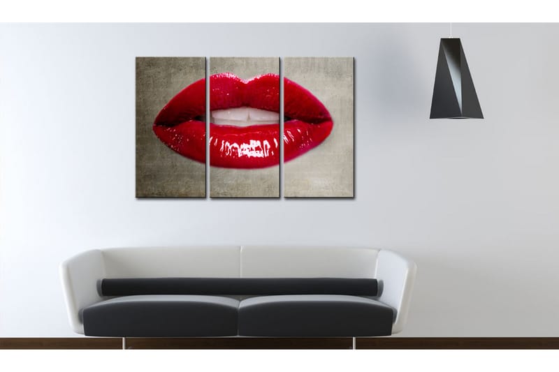 Tavla Female Lips 120X80 Röd|Grå - Artgeist sp. z o. o. - Inredning & dekor - Tavlor & konst - Canvastavla