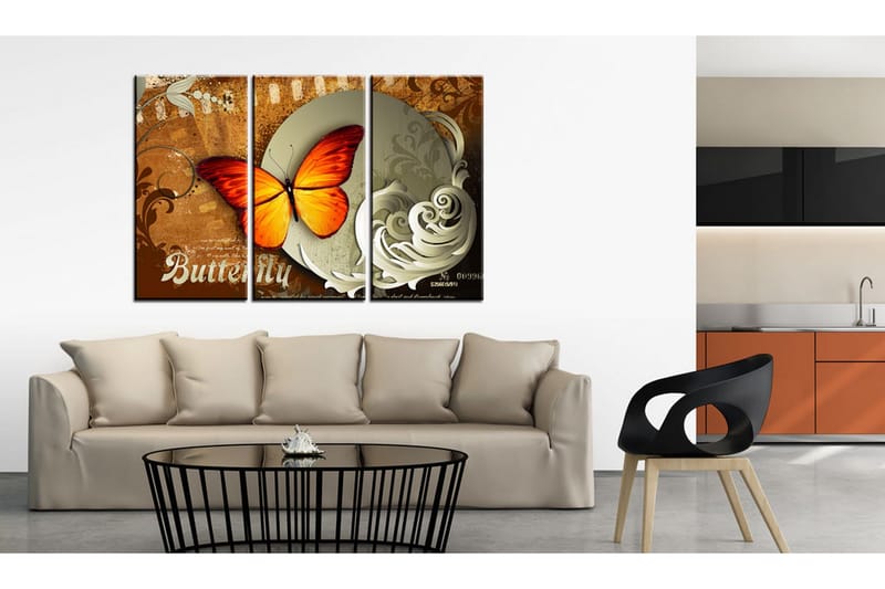 Tavla Fiery Butterfly And Full Moon 90x60 - Artgeist sp. z o. o. - Inredning & dekor - Tavlor & konst - Canvastavla