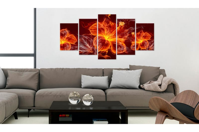 Tavla Fiery Flowers 200X100 Orange - Artgeist sp. z o. o. - Inredning & dekor - Tavlor & konst - Canvastavla