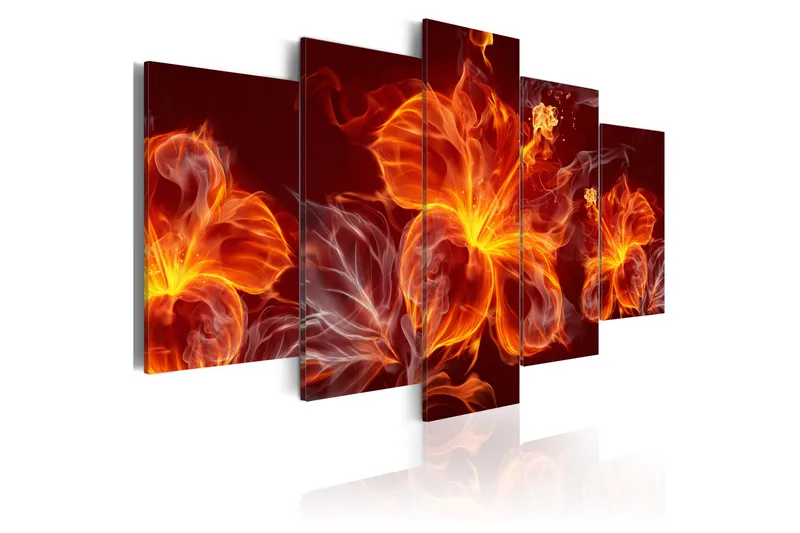 Tavla Fiery Flowers 200X100 Orange, Artgeist sp. z o. o.