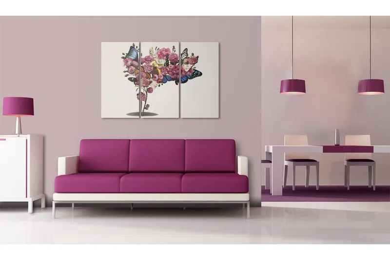 Tavla Fjärilar, blommor och karneval 90x60 - Artgeist sp. z o. o. - Inredning & dekor - Tavlor & konst - Canvastavla