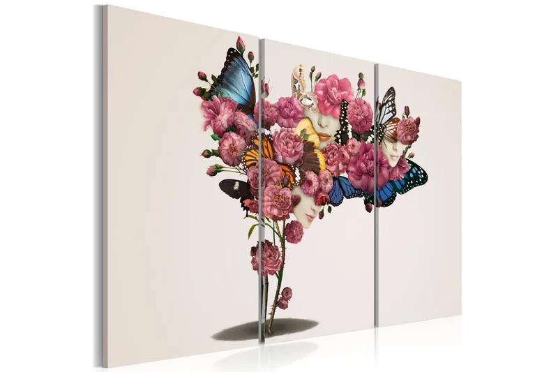 Tavla Fjärilar, blommor och karneval 90x60 - Artgeist sp. z o. o. - Inredning & dekor - Tavlor & konst - Canvastavla