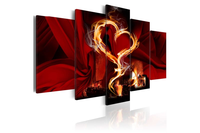 Tavla Flames Of Love Heart 200X100 Röd - Artgeist sp. z o. o. - Canvastavla