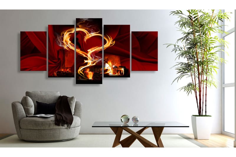 Tavla Flames Of Love Heart 200X100 Röd - Artgeist sp. z o. o. - Inredning & dekor - Tavlor & konst - Canvastavla