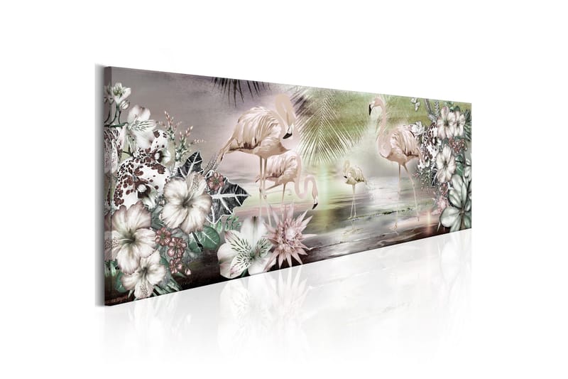 Tavla Flamingoes And Flowers 120x40, Artgeist sp. z o. o.