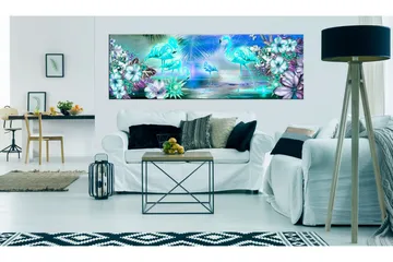 Tavla Flamingoes By Night 135x45 - Artgeist sp. z o. o. - Inredning & dekor - Tavlor & konst - Canvastavla