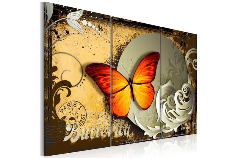 Tavla Flight Of A Butterfly 120X80 Orange|Flerfärgad - Artgeist sp. z o. o. - Inredning & dekor - Tavlor & konst - Canvastavla