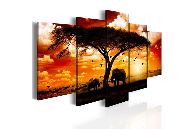 Tavla Flock Fåglar Över Savannen 200X100 Orange - Artgeist sp. z o. o. - Inredning & dekor - Tavlor & konst - Canvastavla