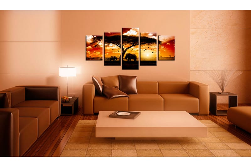 Tavla Flock Fåglar Över Savannen 200X100 Orange - Artgeist sp. z o. o. - Inredning & dekor - Tavlor & konst - Canvastavla