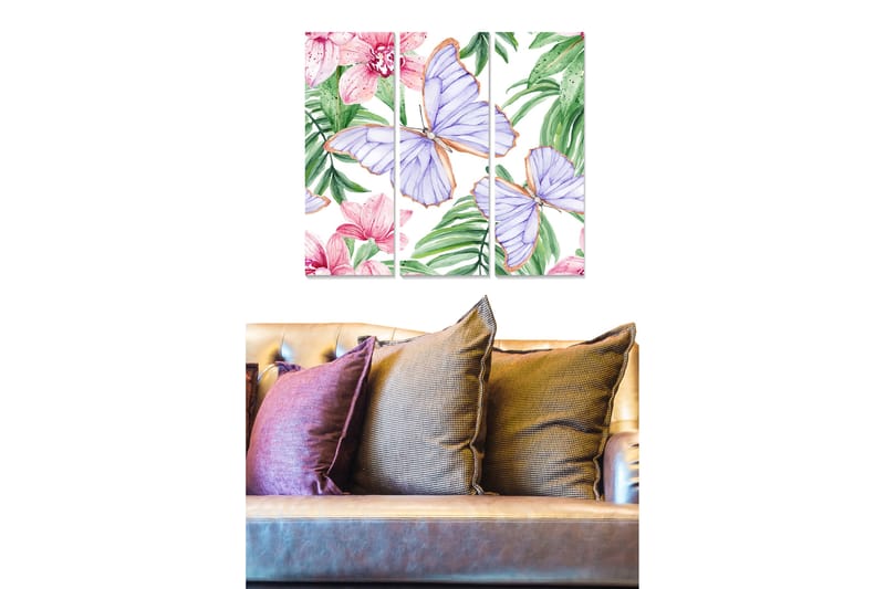 Tavla Floral 3-Pack Flerfärgad 20X50 - 20x50 cm - Canvastavla