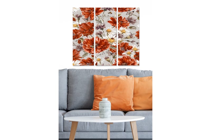 Tavla Floral 3-Pack Flerfärgad 20X50 - 20x50 cm - Inredning & dekor - Tavlor & konst - Canvastavla