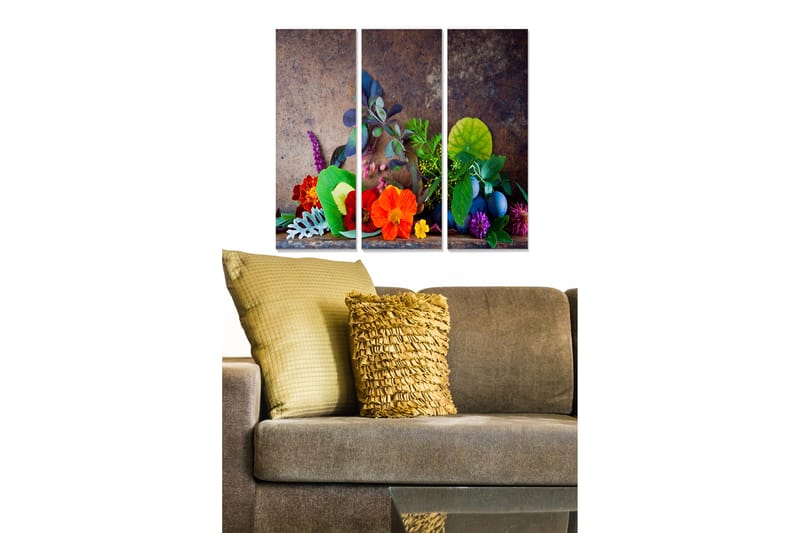 Tavla Floral 3-Pack Flerfärgad 20X50 - 20x50 cm - Inredning & dekor - Tavlor & konst - Canvastavla