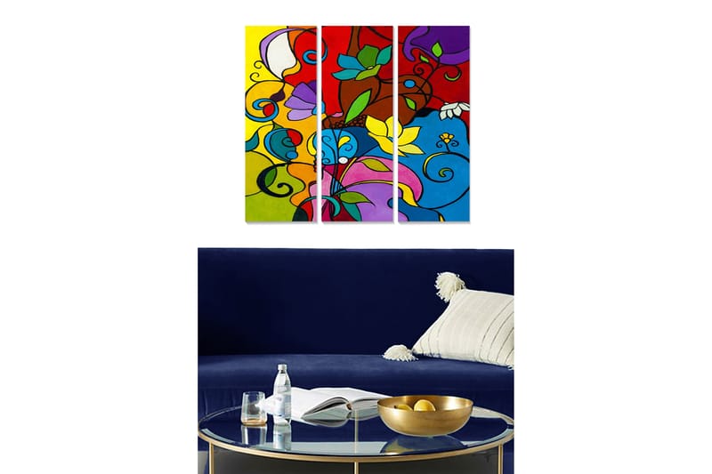 Tavla Floral 3-Pack Flerfärgad 20X50 - 20x50 cm - Inredning & dekor - Tavlor & konst - Canvastavla