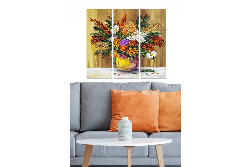 Tavla Floral 3-Pack Flerfärgad 20X50 - 20x50 cm - Canvastavla