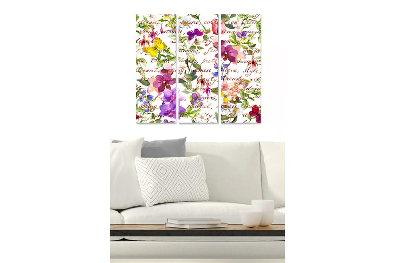 Tavla Floral 3-pack Flerfärgad - 20x50 cm - Inredning & dekor - Tavlor & konst - Canvastavla