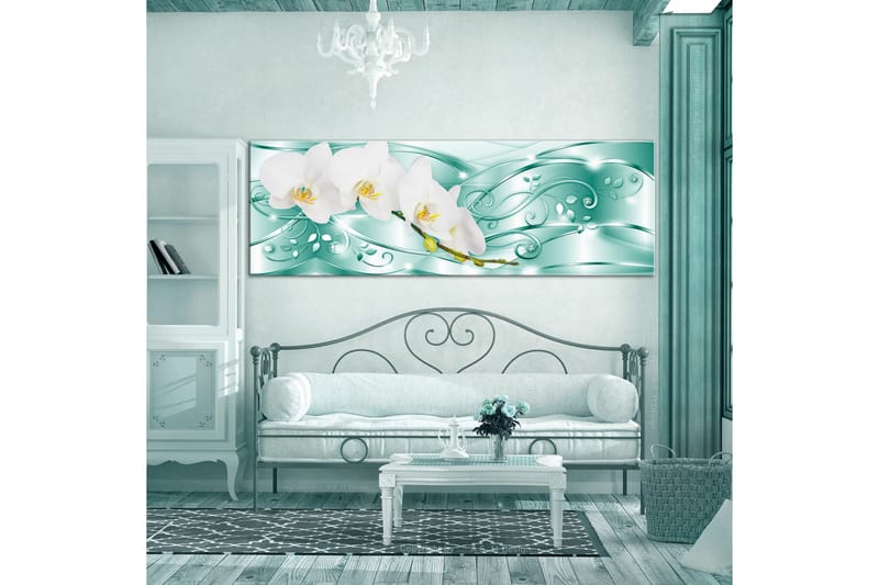 Tavla Flowering 1 Part Narrow Green 150X50 Blå|Vit - Artgeist sp. z o. o. - Inredning & dekor - Tavlor & konst - Canvastavla