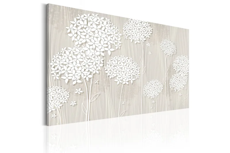 Tavla Flowers In The Wind 90X60 Beige|Vit, Artgeist sp. z o. o.