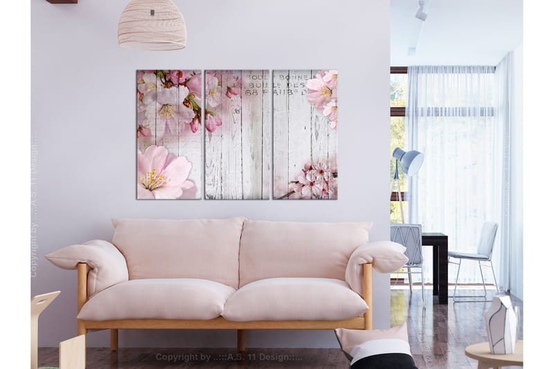 Tavla Flowers On Boards 3 Parts 90x60 - Artgeist sp. z o. o. - Inredning & dekor - Tavlor & konst - Canvastavla