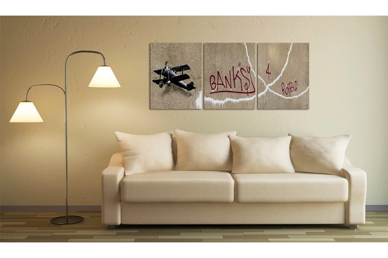 Tavla Flygplan Bansky 60X30 Flerfärgad|Beige - Artgeist sp. z o. o. - Inredning & dekor - Tavlor & konst - Canvastavla