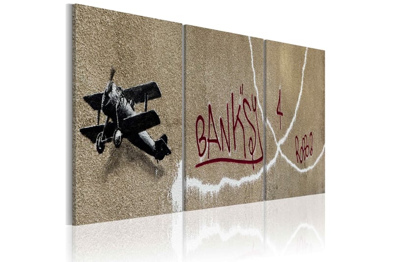 Tavla Flygplan Bansky 60X30 Flerfärgad|Beige - Artgeist sp. z o. o. - Inredning & dekor - Tavlor & konst - Canvastavla