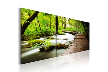 Tavla Forest Brook 150X50 Grön|Flerfärgad Landskap