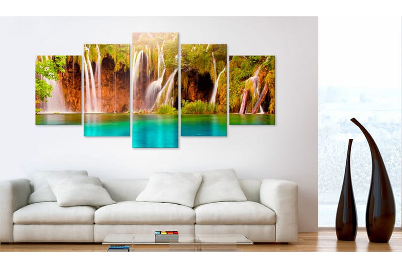 Tavla Forest Waterfall 200x100 - Artgeist sp. z o. o. - Inredning & dekor - Tavlor & konst - Canvastavla