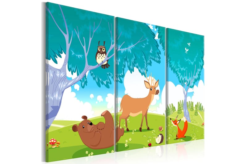 Tavla Friendly Animals 3 Parts 90X60 Flerfärgad - Artgeist sp. z o. o. - Barntavlor - Barntavla - Canvastavla