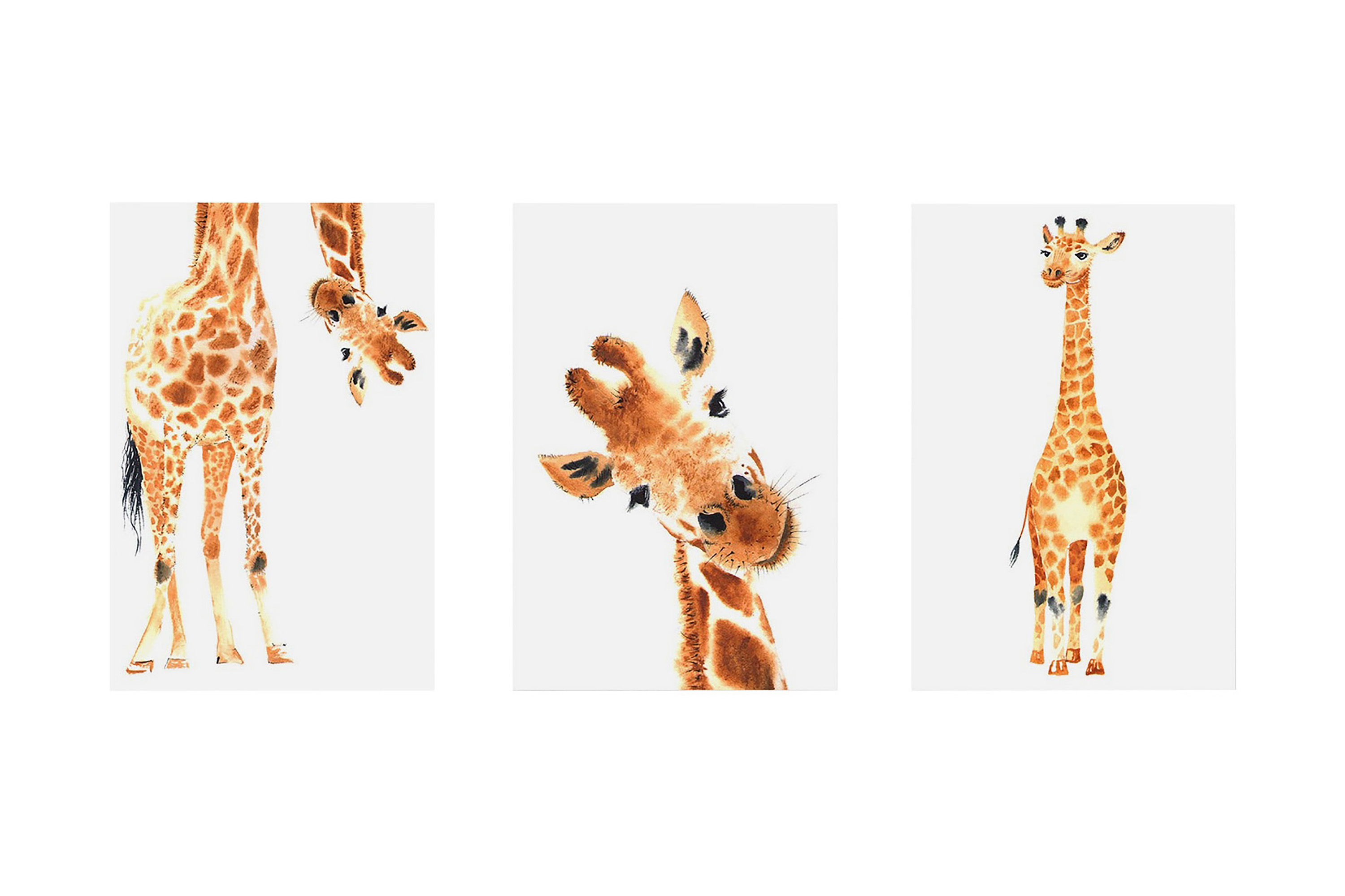 Tavla Funny Giraffes 3 Parts 60X30 Flerfärgad|Vit – Artgeist sp. z o. o.
