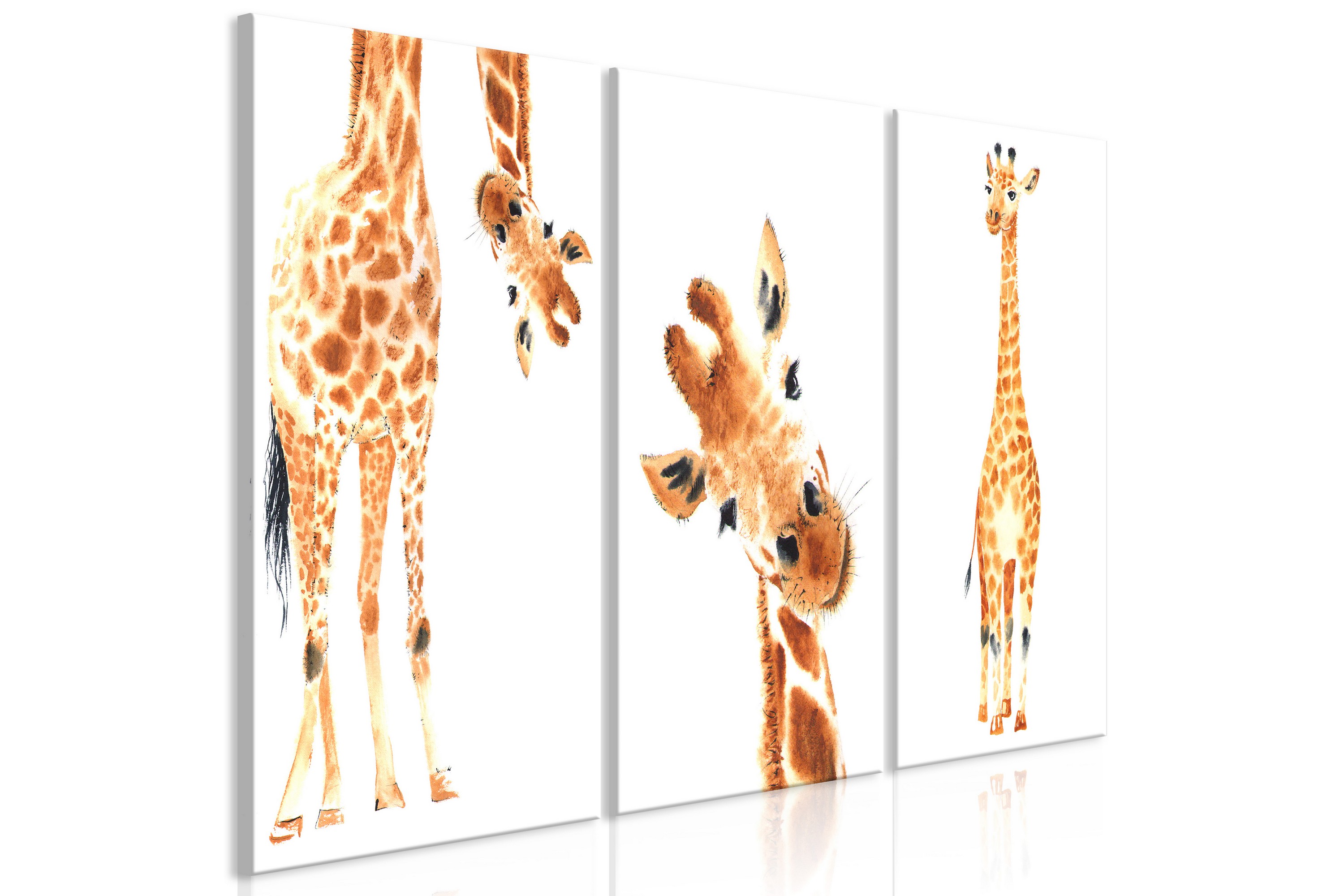 Tavla Funny Giraffes 3 Parts 120X60 Flerfärgad|Vit – Artgeist sp. z o. o.