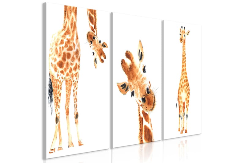 Tavla Funny Giraffes 3 Parts 120X60 Flerfärgad|Vit - Artgeist sp. z o. o. - Canvastavla