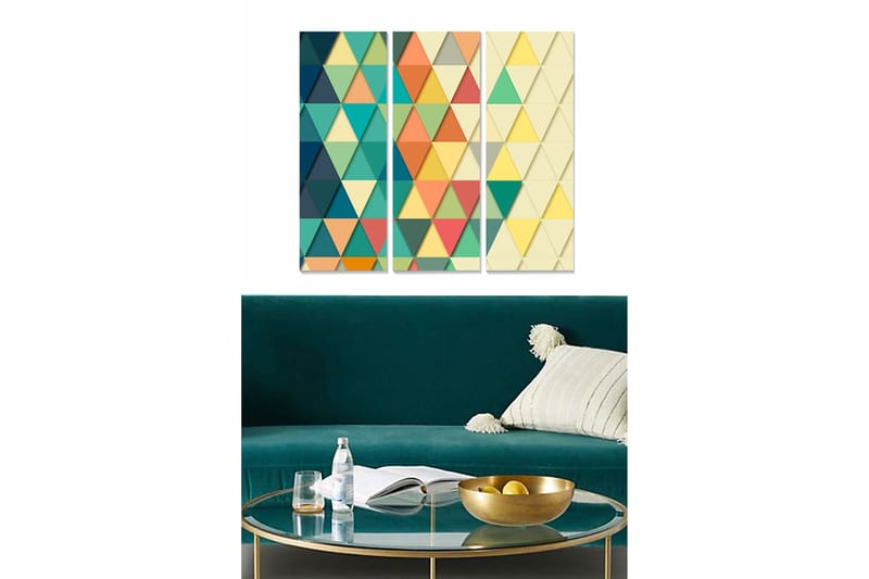 Tavla Geometric 3-Pack Flerfärgad 20X50 - 20x50 cm - Inredning & dekor - Tavlor & konst - Canvastavla