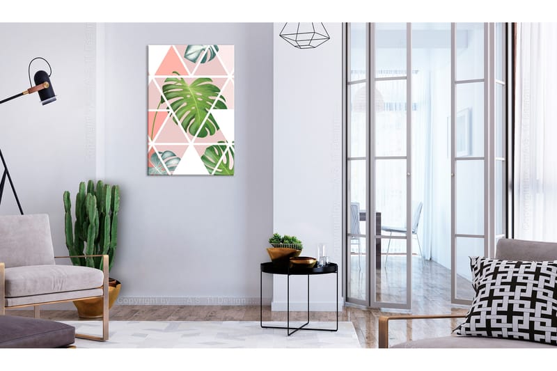 TAVLA Geometric Monstera (1 Part) Vertical 60x90 - Artgeist sp. z o. o. - Inredning & dekor - Tavlor & konst - Canvastavla