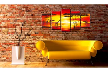 Tavla Giraffer På Bakgrunden Med Solnedgång 100x50 - Artgeist sp. z o. o. - Inredning & dekor - Tavlor & konst - Canvastavla