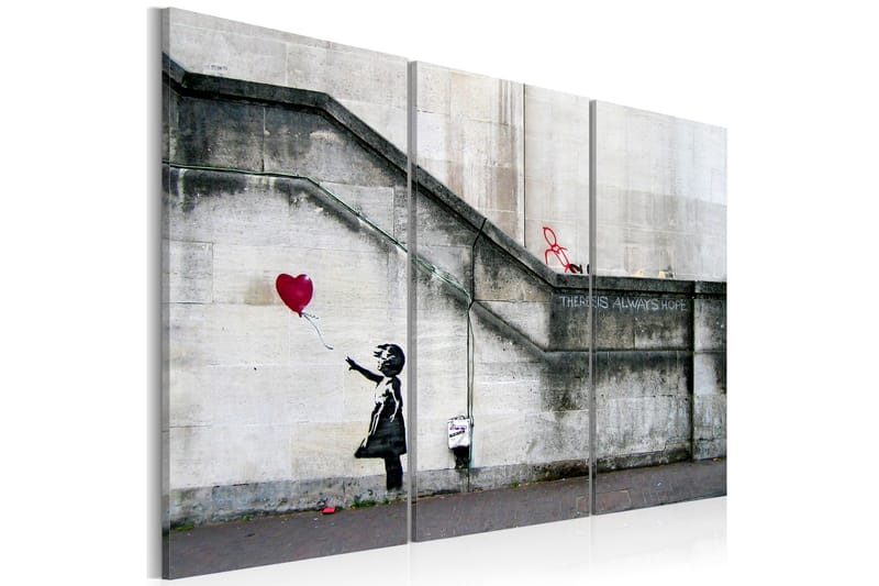 Tavla Girl With A Balloon By Banksy 90X60 Grå|Vit - Artgeist sp. z o. o. - Inredning & dekor - Tavlor & konst - Canvastavla