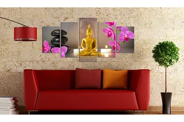 Tavla Golden Buddha And Orchids 100x50 - Artgeist sp. z o. o. - Inredning & dekor - Tavlor & konst - Canvastavla