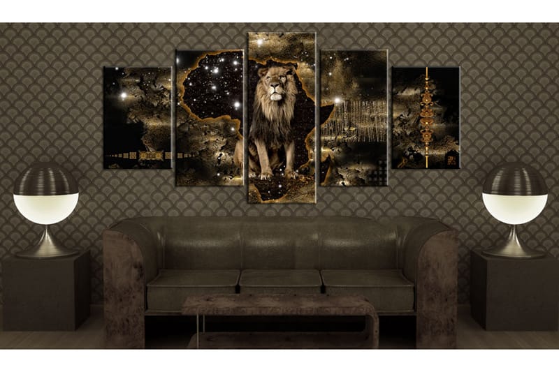 Tavla Golden Lion 200X100 Brun|Vit - Artgeist sp. z o. o. - Inredning & dekor - Tavlor & konst - Canvastavla