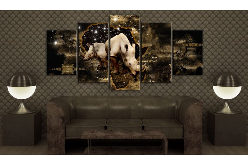 Tavla Golden Rhino 100X50 Brun|Vit - Artgeist sp. z o. o. - Inredning & dekor - Tavlor & konst - Canvastavla