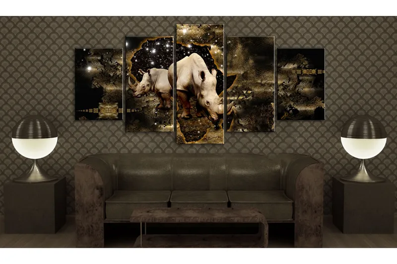 Tavla Golden Rhino 200X100 Brun|Vit - Artgeist sp. z o. o. - Inredning & dekor - Tavlor & konst - Canvastavla