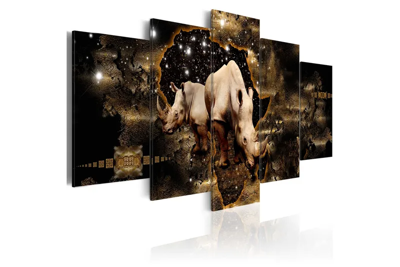Tavla Golden Rhino 200X100 Brun|Vit, Artgeist sp. z o. o.