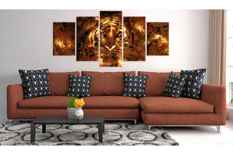 Tavla Golden Tiger 100X50 Brun - Artgeist sp. z o. o. - Inredning & dekor - Tavlor & konst - Canvastavla
