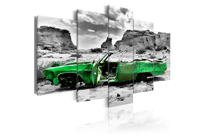 Tavla Green Retro Car At Colorado Desert 100X50 Grön|Vit - Artgeist sp. z o. o. - Inredning & dekor - Tavlor & konst - Canvastavla