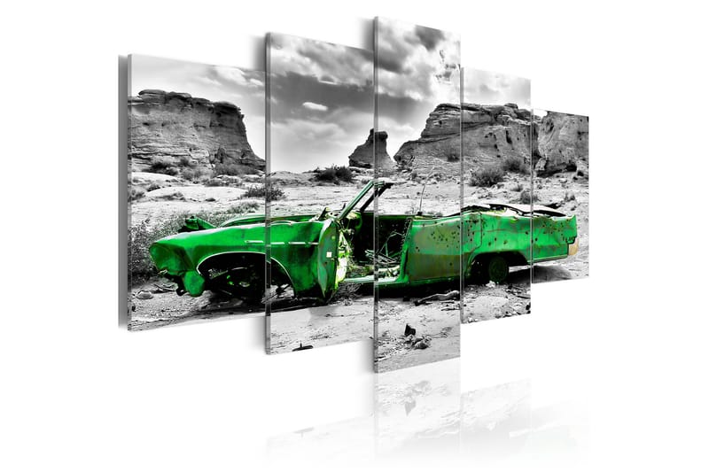 Tavla Green Retro Car At Colorado Desert 100X50 Grön|Vit - Artgeist sp. z o. o. - Canvastavla
