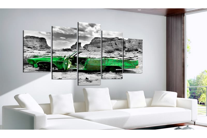 Tavla Green Retro Car At Colorado Desert 100X50 Grön|Vit - Artgeist sp. z o. o. - Inredning & dekor - Tavlor & konst - Canvastavla